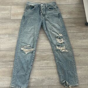 Free People Ripped Jeans Straight SIZE 24 Women Distressed